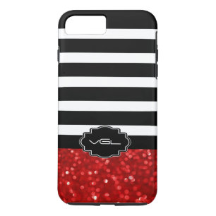 Capa Para iPhone Da Case-Mate Black & White Strike & Red Glitter