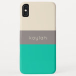 Capa Para iPhone Da Case-Mate Bloco de Cores de Seafoam Clássico com Nome<br><div class="desc">Um design clássico com simples elementos chic colorido em verde-marinho,  esticado e bege-de-areia neutro tem uma aparência de designer. Personalize o modelo de texto com seu nome,  monograma ou outro texto desejado.</div>