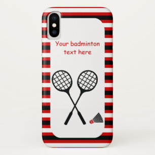 Capa Para iPhone X Blocos de Badminton, raquete e escotilhas