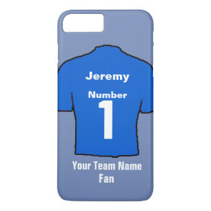 Capa iPhone 8 Plus/7 Plus Blue Football Shirt Escolha o nome e a equipe