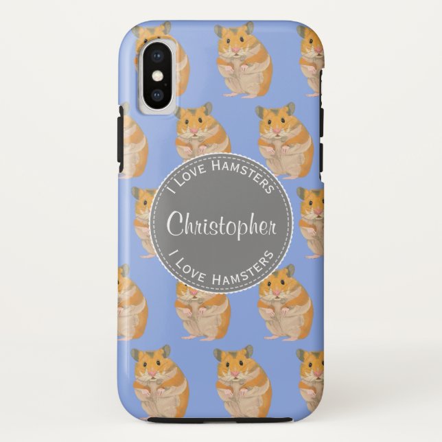 Capa Para iPhone, Case-Mate Blue I ama Hamsters Hamster Patterno (Verso)