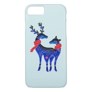 Capa iPhone 8/ 7 Blue Nordic Christmas Reindepaer