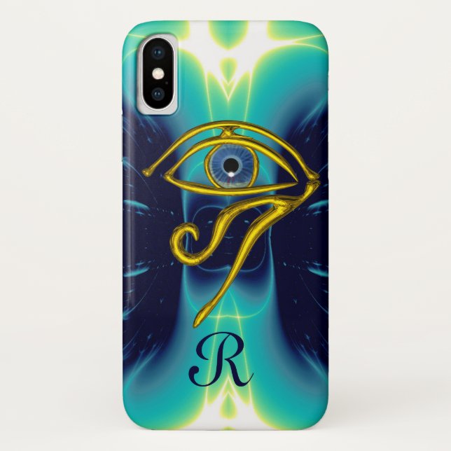 Capa Para iPhone, Case-Mate BLUE TALISMAN MONOGRAM Teal, Turquase White (Verso)