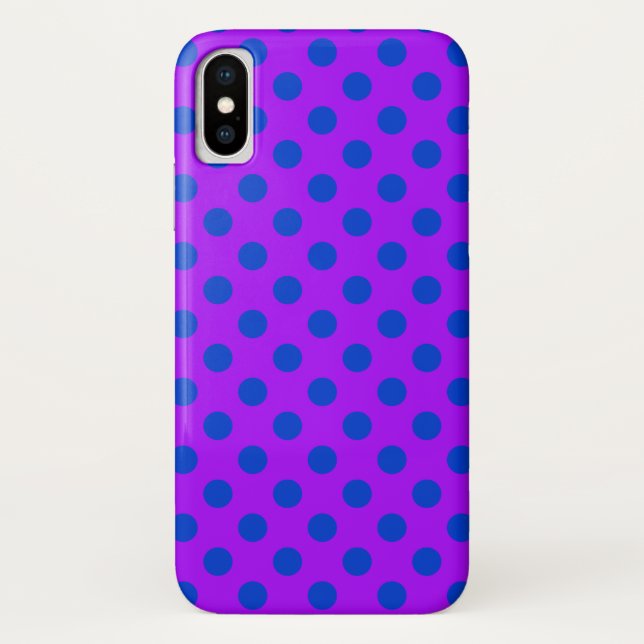 Capa Para iPhone, Case-Mate Bolinhas azuis em roxo (Verso)