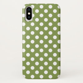 Capa Para iPhone X Bolinhas brancas de verde-oliva