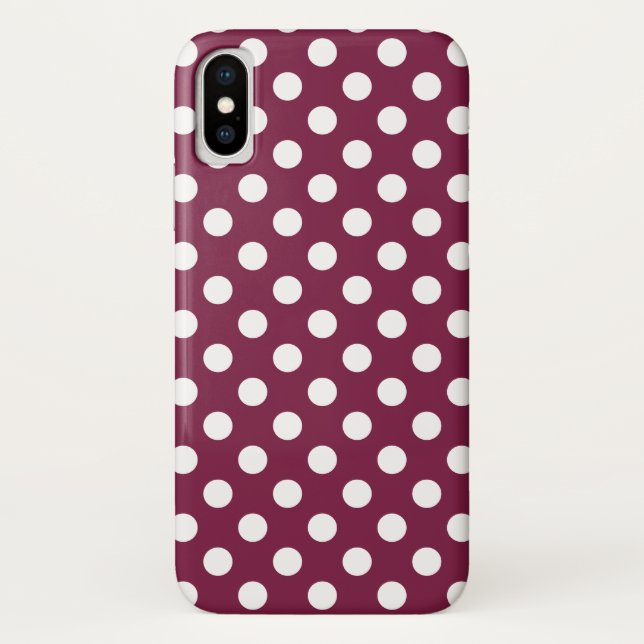 Capa Para iPhone, Case-Mate Bolinhas brancas em burgundy (Verso)