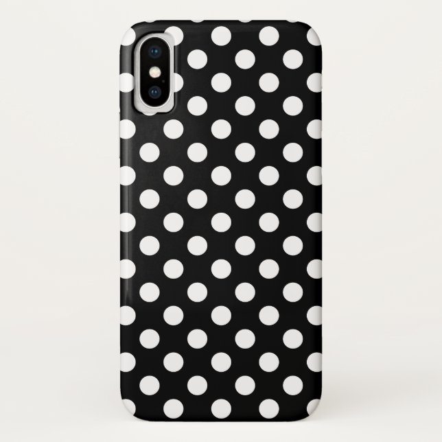 Capa Para iPhone, Case-Mate Bolinhas brancas em preto (Verso)
