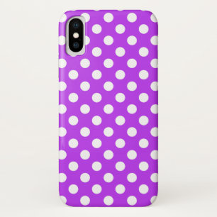 Capa Para iPhone X Bolinhas brancas em roxo brilhante