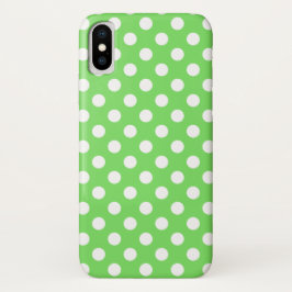 Capa Para iPhone X Bolinhas brancas em verde-maçã