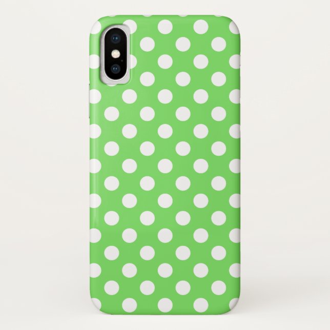Capa Para iPhone, Case-Mate Bolinhas brancas em verde-maçã (Verso)
