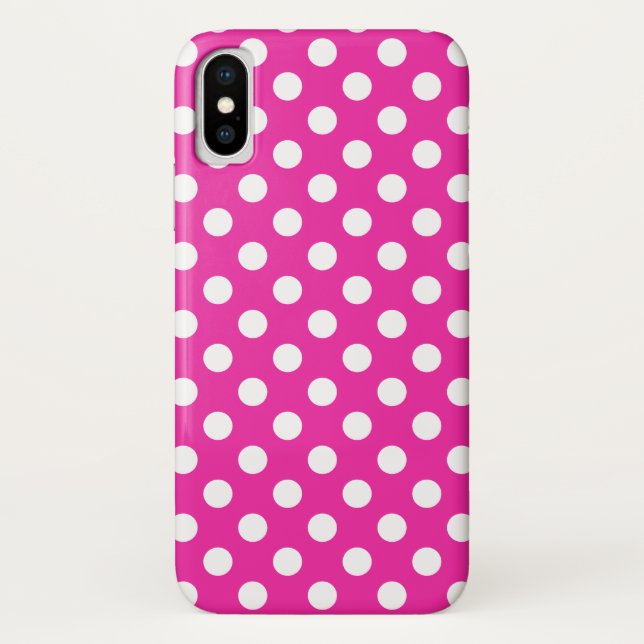 Capa Para iPhone, Case-Mate Bolinhas brancas na fúcsia (Verso)