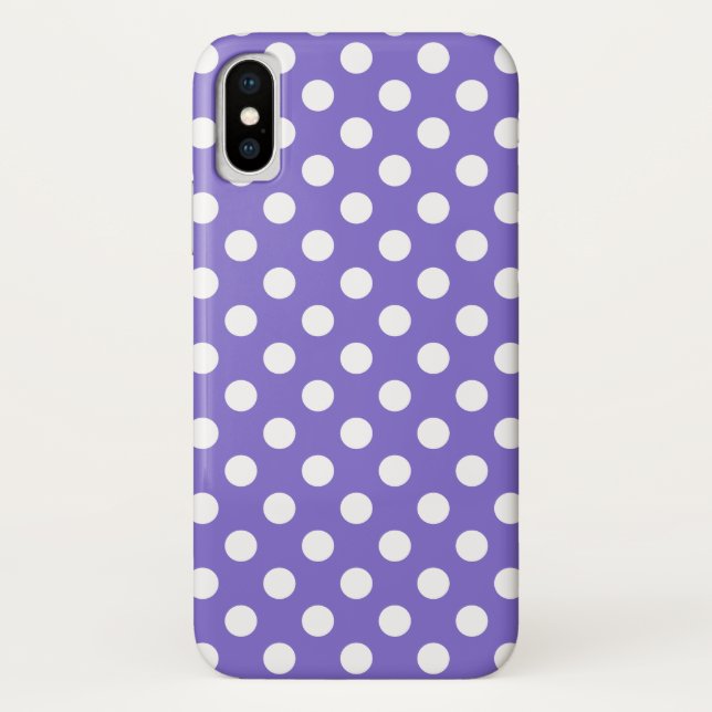 Capa Para iPhone, Case-Mate Bolinhas brancas no periwinkle (Verso)