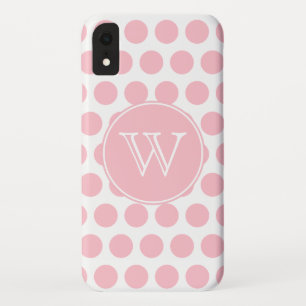 Capa Para iPhone XR Bolinhas cor-de-rosa Monogrammed