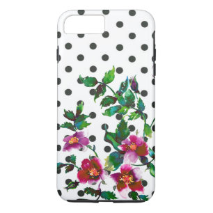 Capa iPhone 8 Plus/7 Plus Bolinhas de rosas de aquarela magenta, cor-de-rosa