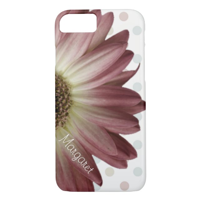 Capa Para iPhone, Case-Mate Bolinhas Marsala Wine Daisy Custom Name (Verso)