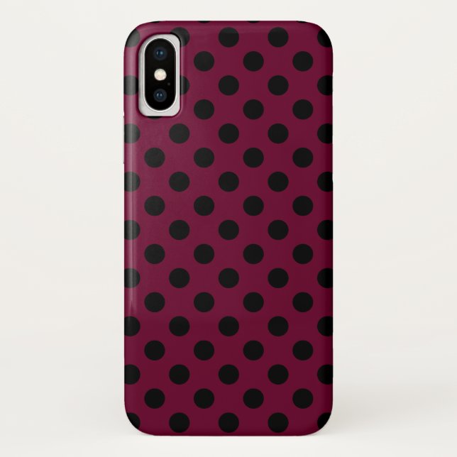Capa Para iPhone, Case-Mate Bolinhas negras com burgundy (Verso)