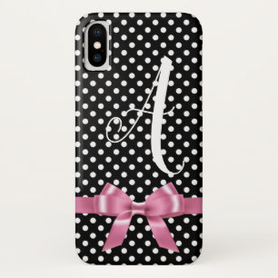 Capa Para iPhone Da Case-Mate bolinhas pretas e brancas com arco rosa