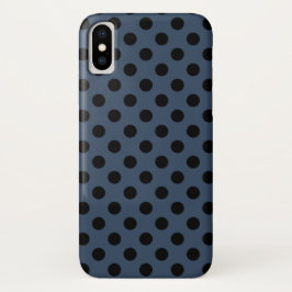 Capa Para iPhone X Bolinhas pretas em azul-cinza