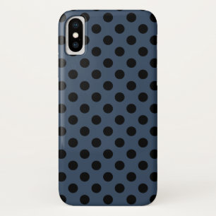 Capa Para iPhone X Bolinhas pretas em azul-cinza