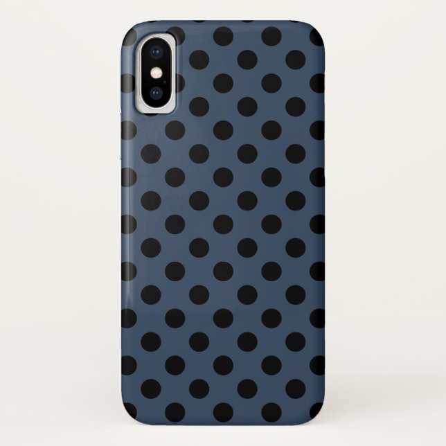 Capa Para iPhone, Case-Mate Bolinhas pretas em azul-cinza (Verso)