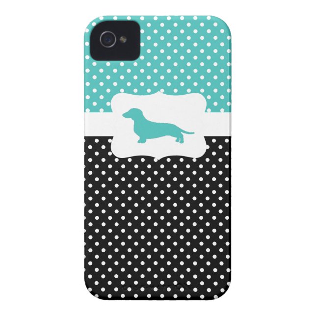 Capa Para iPhone, Case-Mate Bolinhas retros w/Dachshund (Traseira)