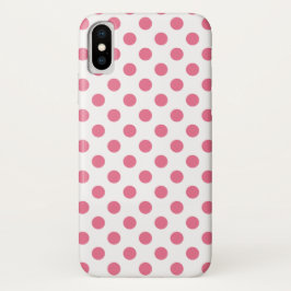 Capa Para iPhone X Bolinhas rosa e branca