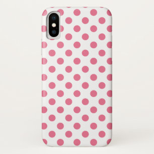 Capa Para iPhone X Bolinhas rosa e branca