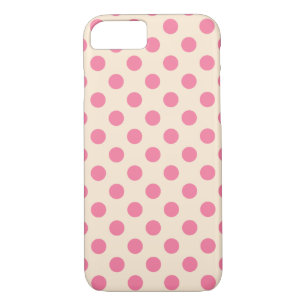 Capa iPhone 8/ 7 Bolinhas rosa em creme