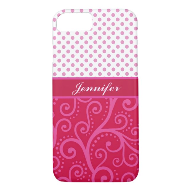 Capa Para iPhone, Case-Mate Bolinhas rosa, tendrils, círculos, personalizadas (Verso)