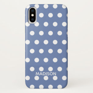 Capa Para iPhone Da Case-Mate Bolinhas roxas e brancas nome personalizado