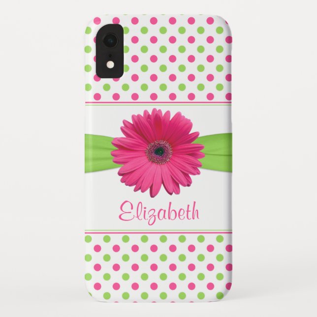 Capa Para iPhone, Case-Mate Bolinhas Verde Rosa Gerbera Daisy (Verso)