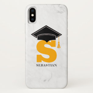 Capa Para iPhone Da Case-Mate Boné de formatura Trendy Marble Nome Monograma