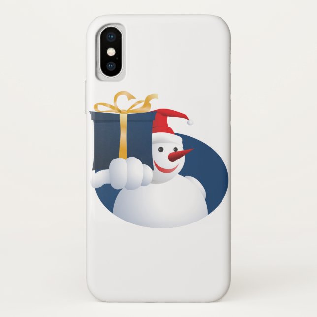Capa Para iPhone, Case-Mate Boneco de neve entrega presente... (Verso)