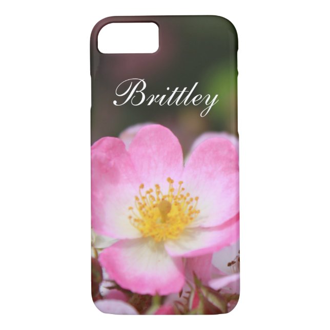 Capa Para iPhone, Case-Mate Bonito flor de rosa rosa. Adicione seu nome. (Verso)