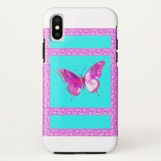 Capa Para iPhone Da Case-Mate Bonito Fuschia Holographic Butterfly iPhone X Case