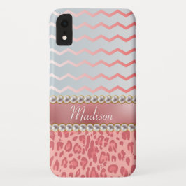 Capa Para iPhone Da Case-Mate Bonito Leopard Chevron Lindas Pérolas