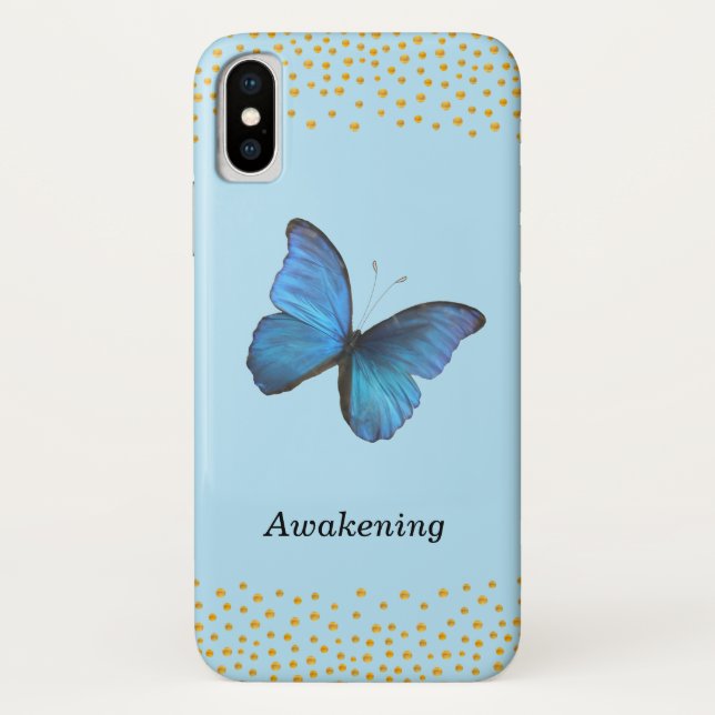 Capa Para iPhone, Case-Mate Borboleta Azul & Confetes Dourados (Verso)
