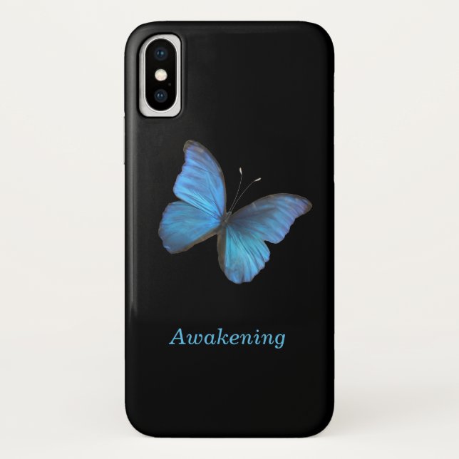 Capa Para iPhone, Case-Mate Borboleta Azul sobre Preto (Verso)