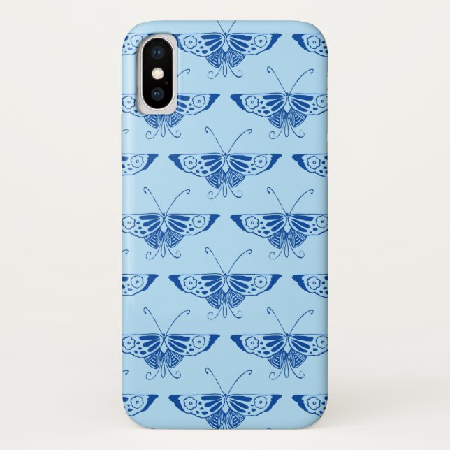 Capa Para iPhone, Case-Mate Borboleta Deco estilizada - cobalto e azul pálido (Verso)
