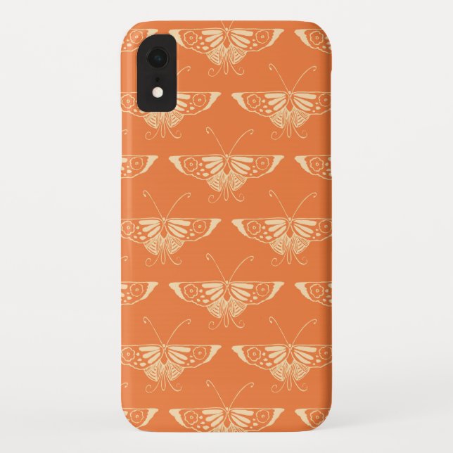 Capa Para iPhone, Case-Mate Borboleta Deco estilizada - laranja coral (Verso)