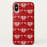 Capa Para iPhone Da Case-Mate Borboleta Deco Estilizada - vermelho-escuro e bran<br><div class="desc">Reprodução de um padrão estilizado de papel de parede da borboleta Art Deco - branco sobre fundo vermelho-chinês escuro</div>