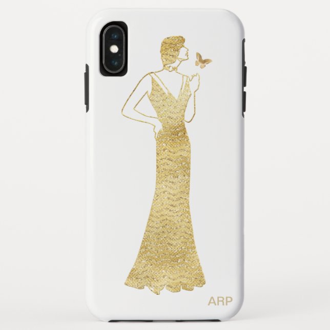 Capa Para iPhone, Case-Mate Borboleta Dourado da mulher do brilho de Nouveau (Verso)