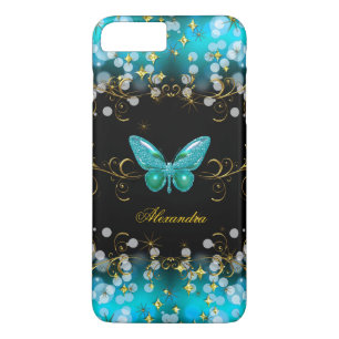 Capa Para iPhone Da Case-Mate Borboleta Exótica Azul Turquesa Dourado Preto Bril