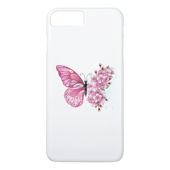 Capa Para iPhone, Case-Mate Borboleta Flor com Sakura Rosa (Verso)