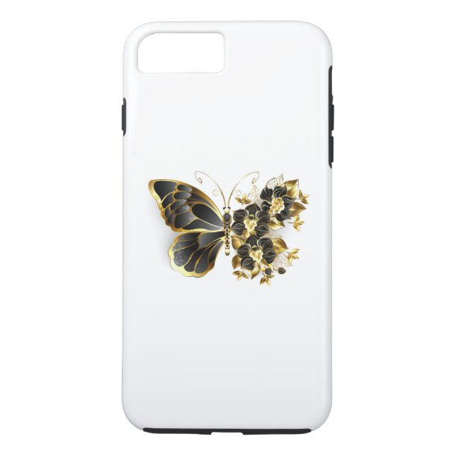 Capa Para iPhone, Case-Mate Borboleta Flor Dourada com Orquídea Preta (Verso)