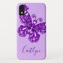 Borboleta Inclinação de arte roxa nome personaliza