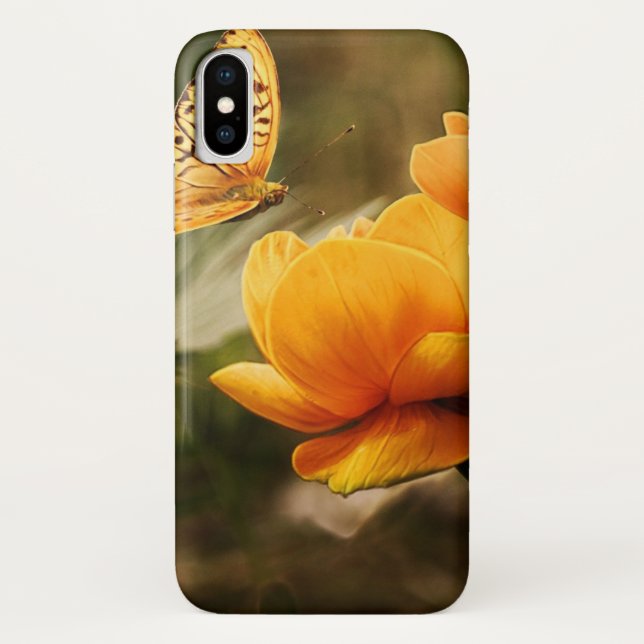 Capa Para iPhone, Case-Mate Borboleta Laranja e Flores (Verso)