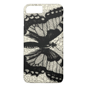 Capa Para iPhone Da Case-Mate Borboleta Preta e Branca sobre fundo rachado
