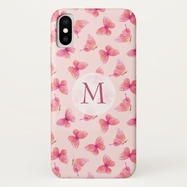 Capa Para iPhone, Case-Mate Borboletas de Aquarela Monograma (Verso)