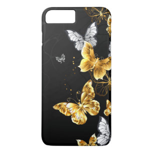 Capa iPhone 8 Plus/7 Plus Borboletas Douradas e brancas